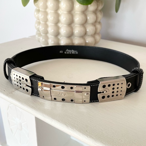 Vintage Jean Paul Gaultier Leather Waist Cincher Belt ~ Size 40 - Picture 1 of 8